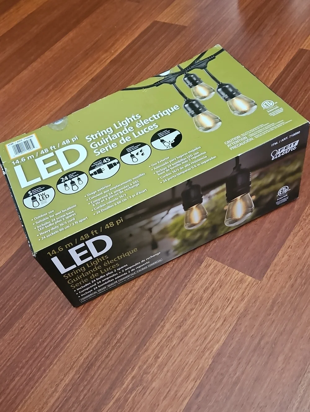 Feit Outdoor 48' Electric Plug-in Heavy-Duty 24 LED String Commercial Grade NIB
